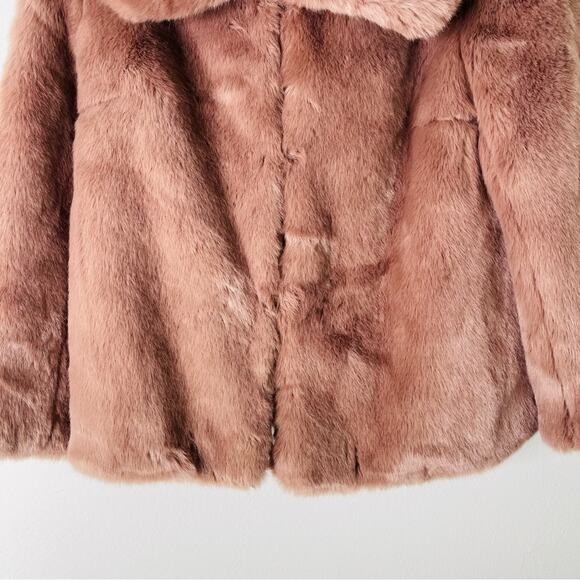 A New Day pink faux fur big collar cropped coat jacket XS - Picture 2 of 7